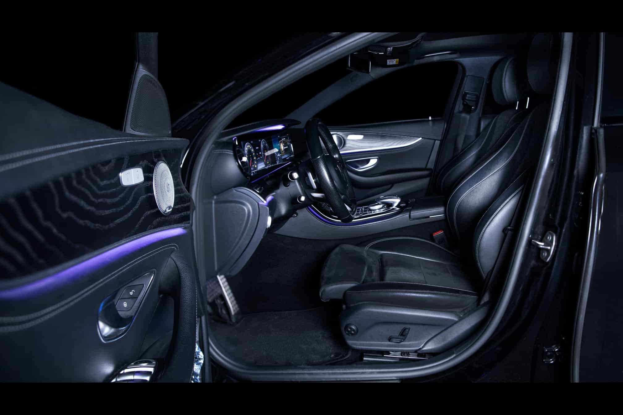 Mercedes E Class Left Interior View Of The Front Seats With The Driver Wheel