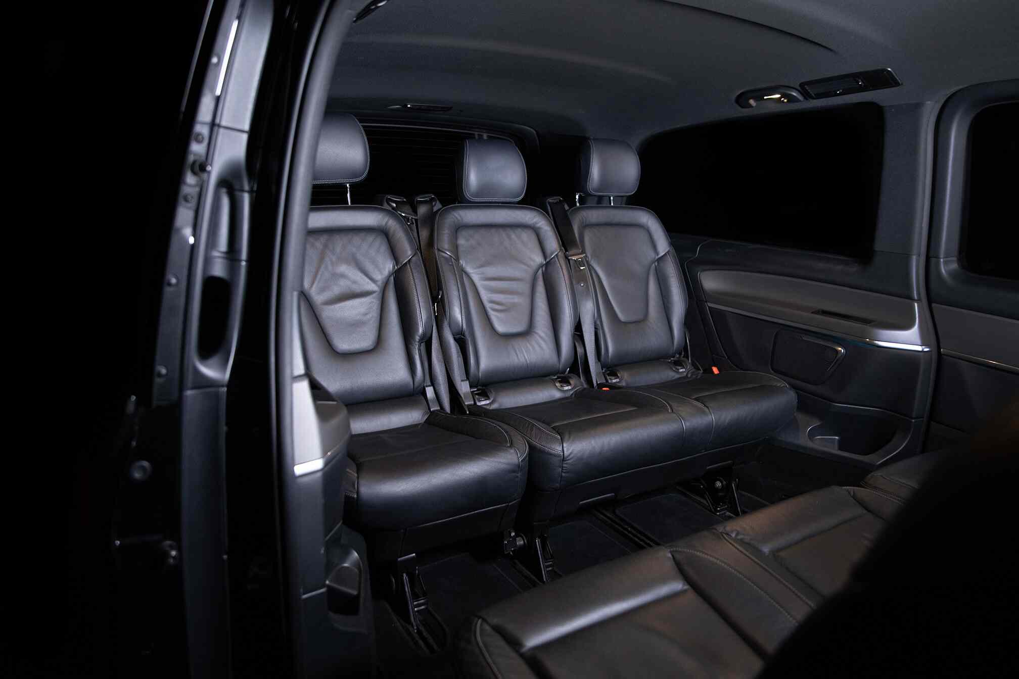 Mercedes V Class Interior With The Right View Of Three Passengers Back Seats