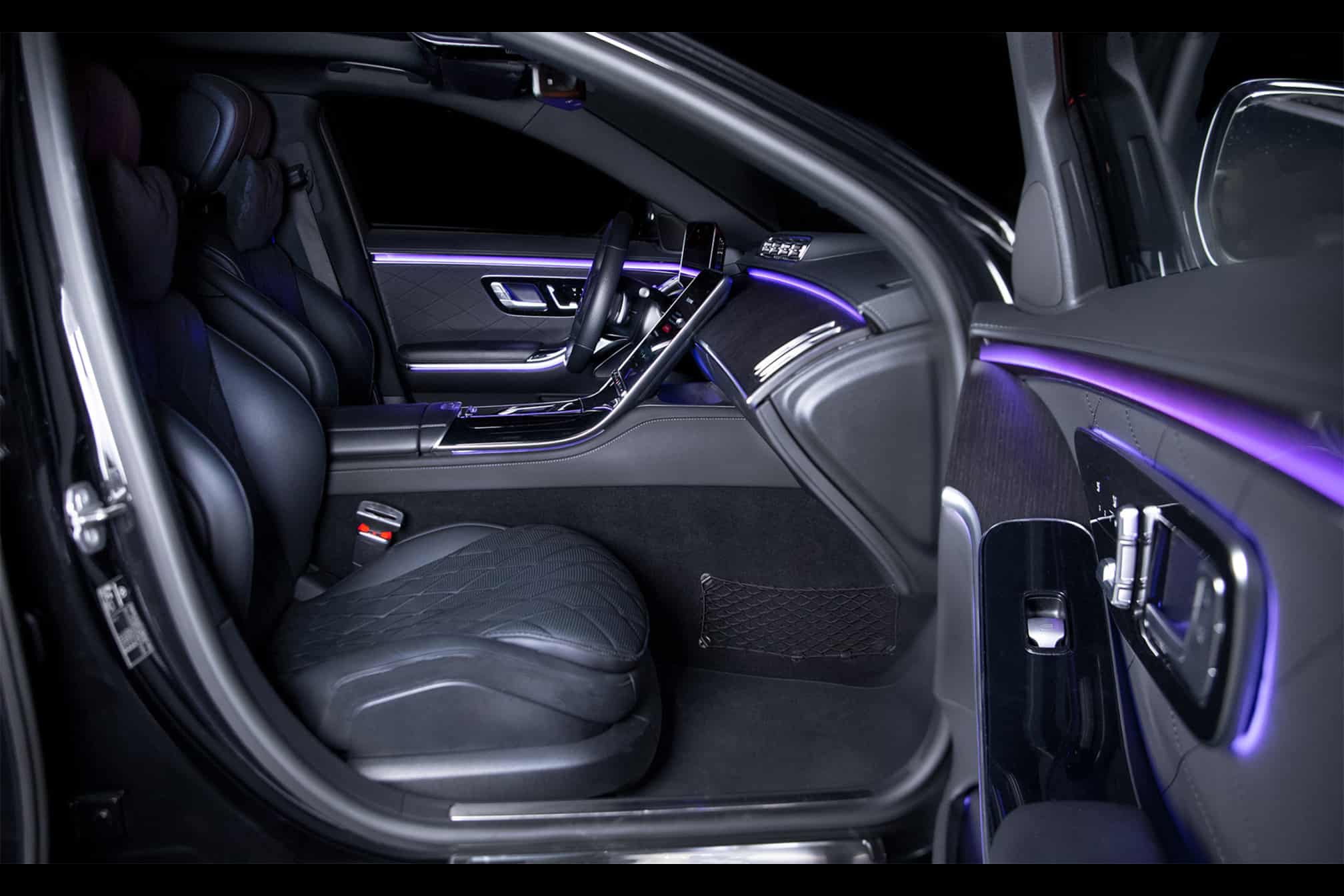 The inside of a Mercedes S Class