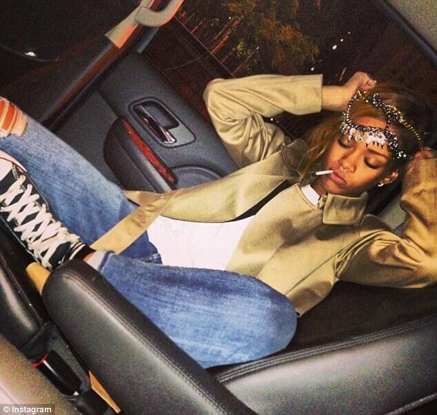 Rihanna in a car